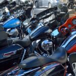 row of motorcycles at Daytona Beach Bike Week